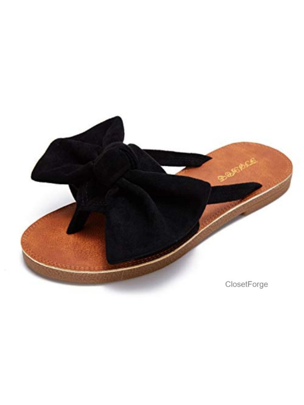 Womens Bow Flat Sandals Flip Flops Slide Sandals Summer Beach Shoes